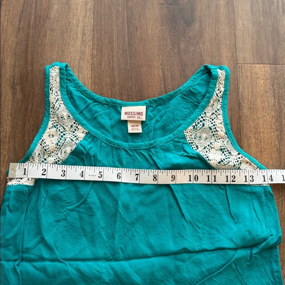 Mossimo Teal Lace Strap Tank Boho Y2K Flowy Summer Casual Camisole Lightweight - Picture 6 of 9